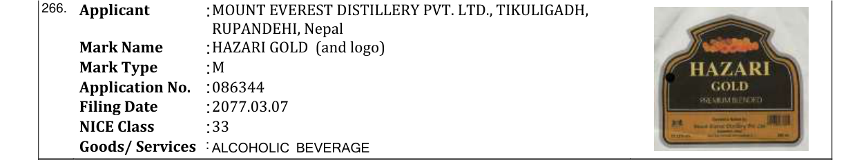Original bulletin entry for HAZARI GOLD (and logo)