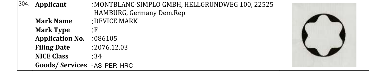 Original bulletin entry for DEVICE MARK