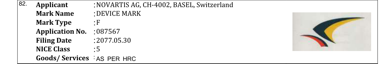 Original bulletin entry for DEVICE MARK (GEOMETRIC SHAPES) (and logo) DEVICE MARK