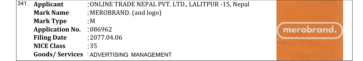 Original bulletin entry for MEROBRAND. (and logo)