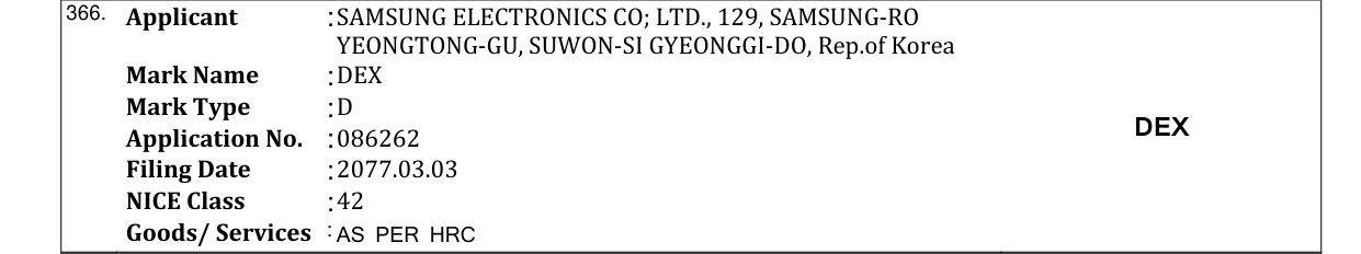 Original bulletin entry for DEX