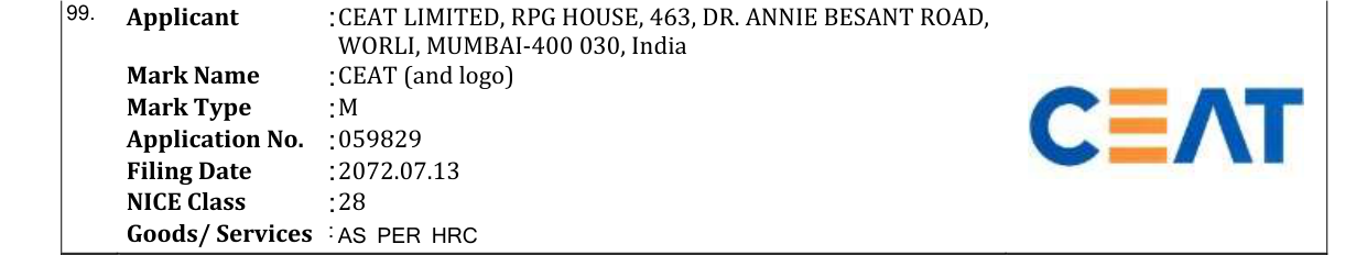 Original bulletin entry for CEAT (and logo)