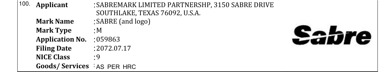 Original bulletin entry for SABRE (and logo)