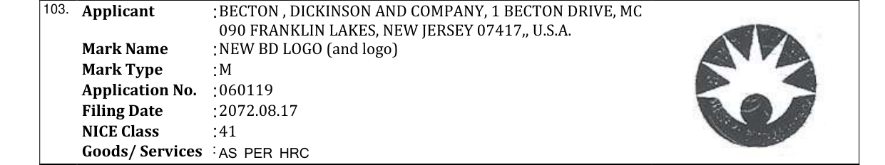 Original bulletin entry for NEW BD LOGO (and logo)