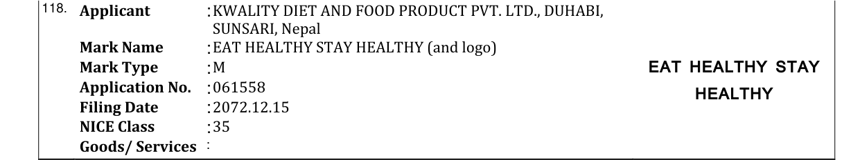 Original bulletin entry for EAT HEALTHY STAY HEALTHY (and logo)