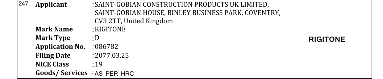 Original bulletin entry for LIPULEKH CEMENT
