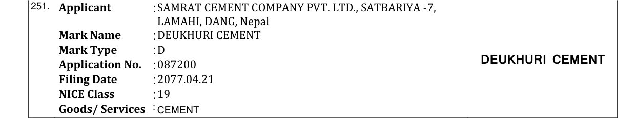 Original bulletin entry for CHISAPANI CEMENT