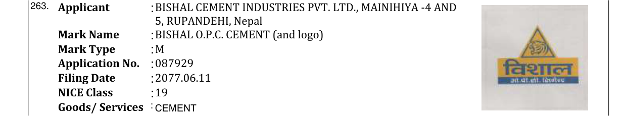 Original bulletin entry for ASHOKA PPC CEMENT (and logo)