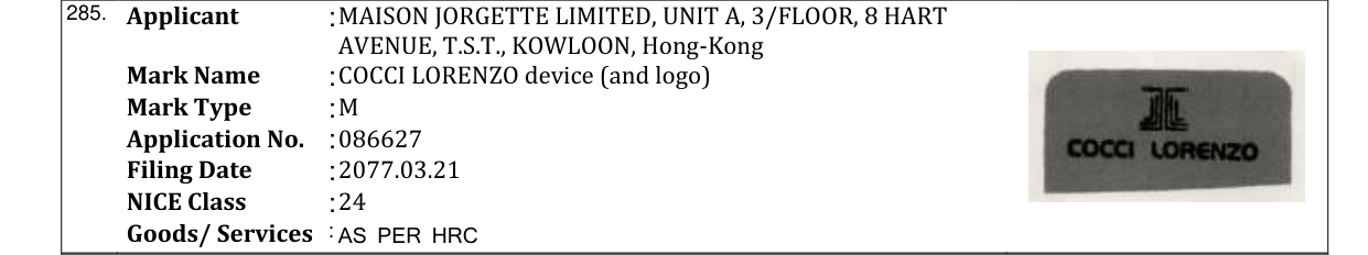 Original bulletin entry for DEVICE MARK