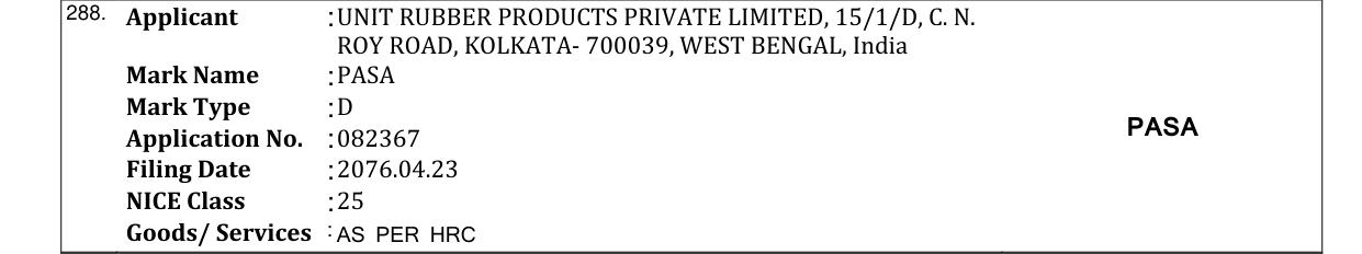 Original bulletin entry for ASICS