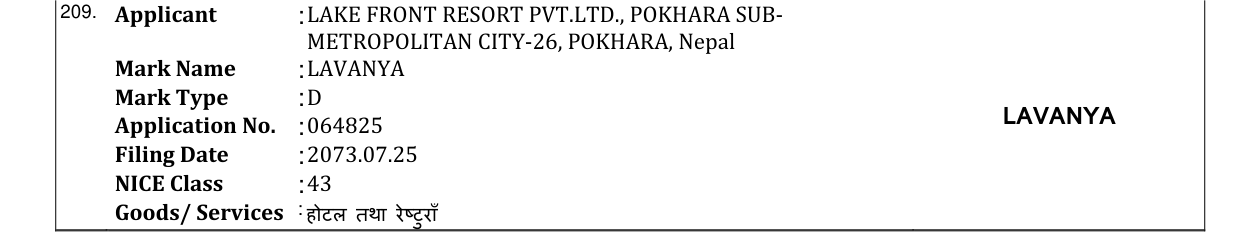 Original bulletin entry for LAVANYA
