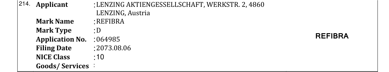 Original bulletin entry for REFIBRA