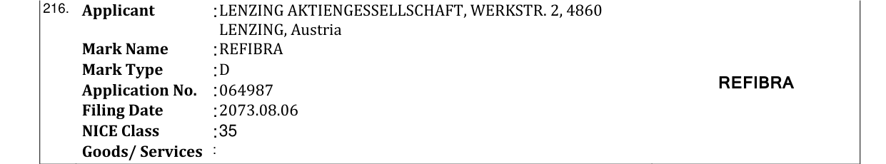 Original bulletin entry for REFIBRA
