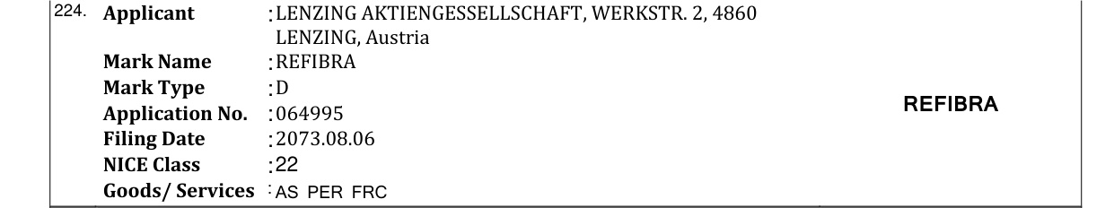 Original bulletin entry for REFIBRA