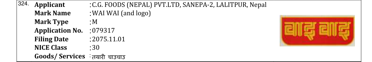 Original bulletin entry for WAI WAI (and logo)
