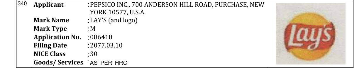 Original bulletin entry for DEVICE MARK
