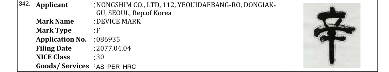 Original bulletin entry for MANSOORI (and logo)