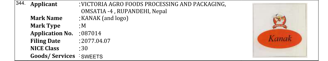 Original bulletin entry for HGT HIMALAYAN GOLD TEA (and logo)