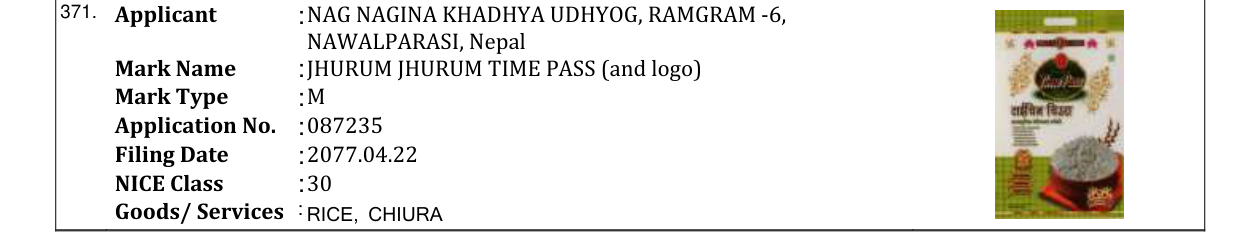 Original bulletin entry for JHURUM JHURUM TIME PASS (and logo)