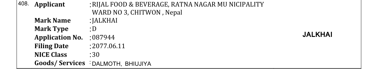 Original bulletin entry for JALKHAI