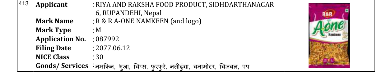Original bulletin entry for MANGALAM'S PREMIUM NO. 1 CLASSIC (and logo)