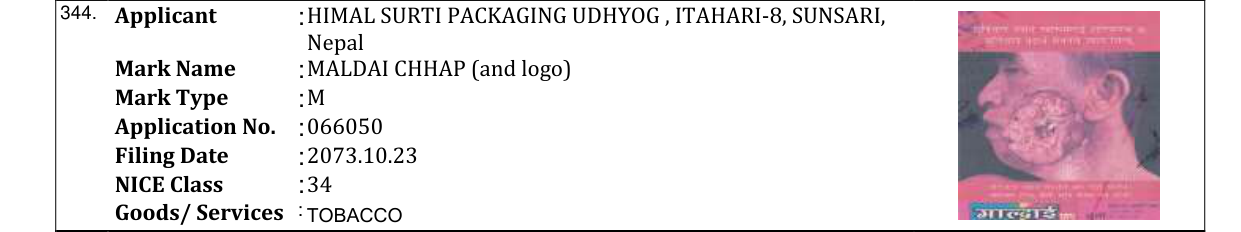 Original bulletin entry for MALDAI CHHAP (and logo)