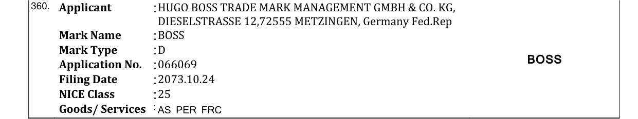 Original bulletin entry for BOSS