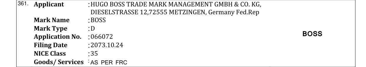 Original bulletin entry for BOSS