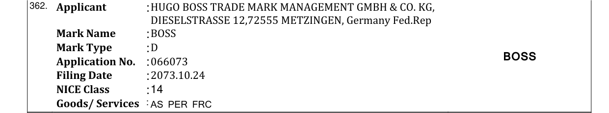 Original bulletin entry for BOSS