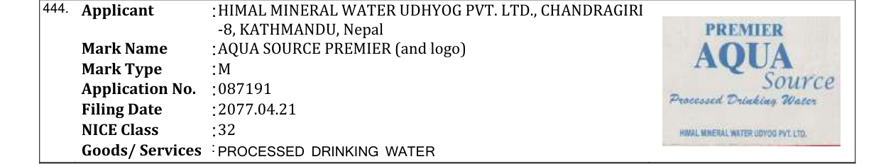 Original bulletin entry for AQUA BLUE LIFE (and logo)