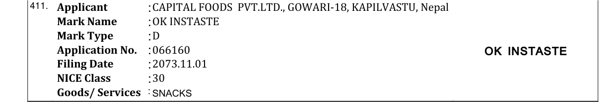 Original bulletin entry for OK INSTASTE