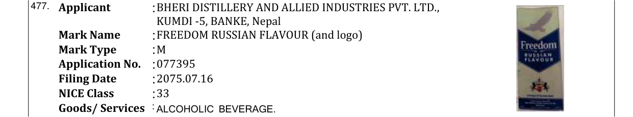 Original bulletin entry for DEVICE MARK