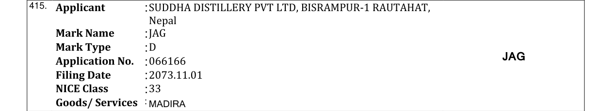 Original bulletin entry for JAG