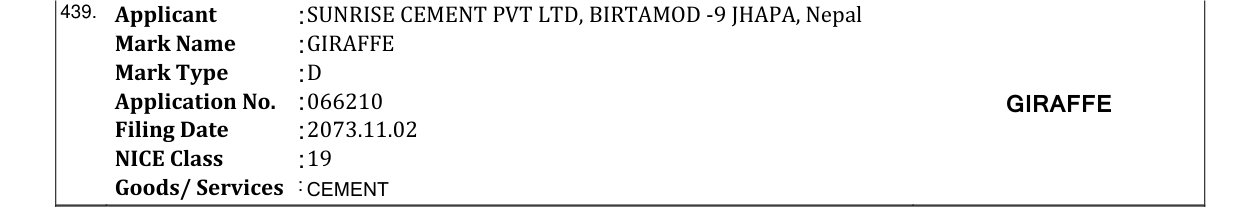 Original bulletin entry for GIRAFFE