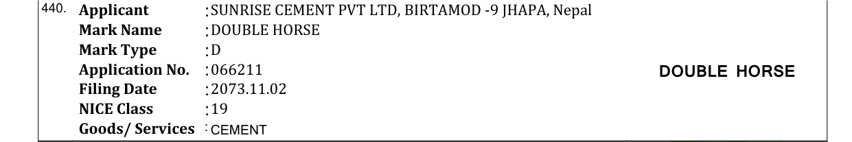 Original bulletin entry for DOUBLE HORSE