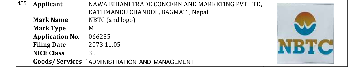 Original bulletin entry for NBTC (and logo)