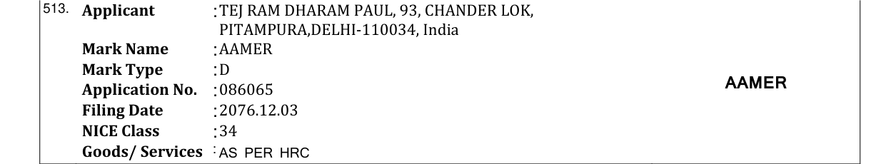 Original bulletin entry for MANSINGH