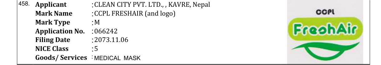 Original bulletin entry for CCPL FRESHAIR (and logo)