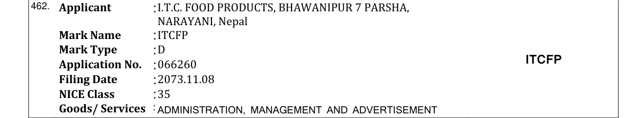 Original bulletin entry for ITCFP