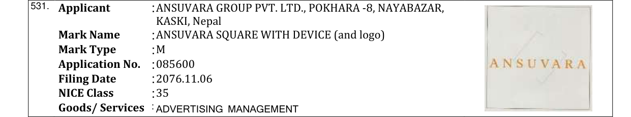 Original bulletin entry for PASHUPATI MARBLE & GRANITE HOUSE (and logo)