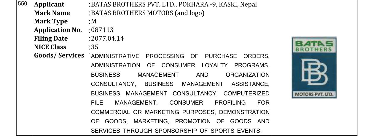 Original bulletin entry for BATAS FOUNDATION (and logo)