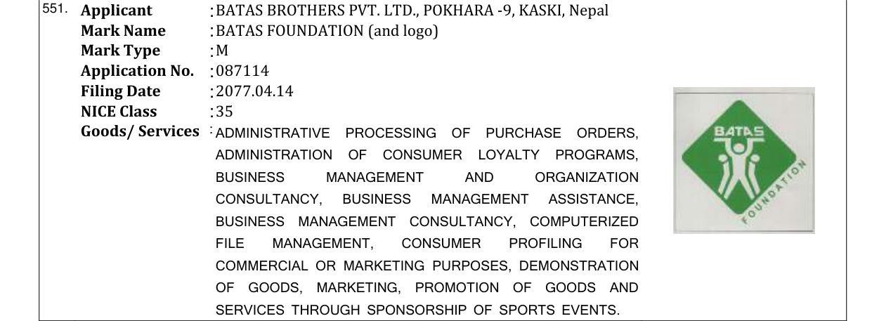 Original bulletin entry for BATAS INVESTMENT (and logo)
