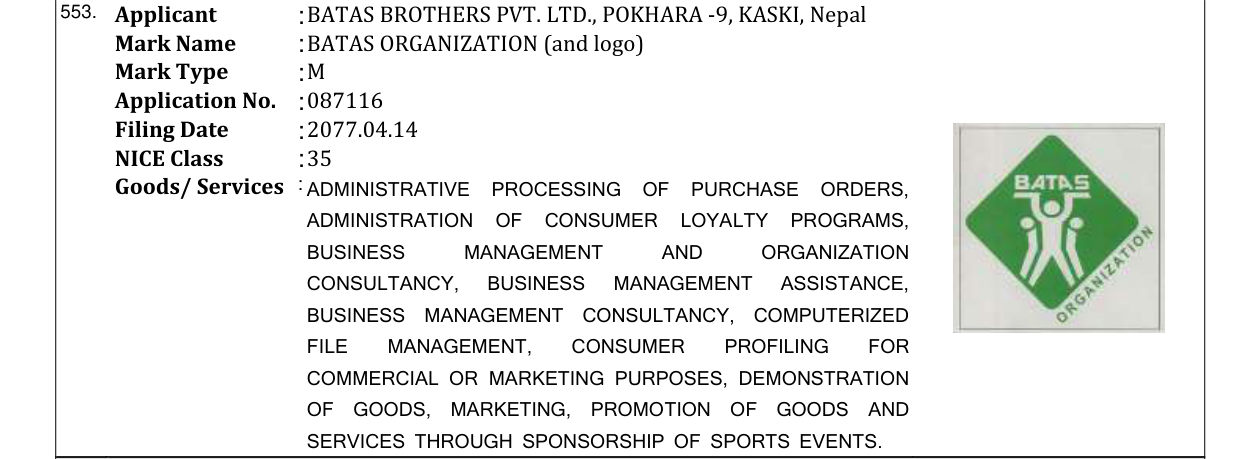 Original bulletin entry for BATAS RESEARCH IN AGRO FORESTRY (and logo)