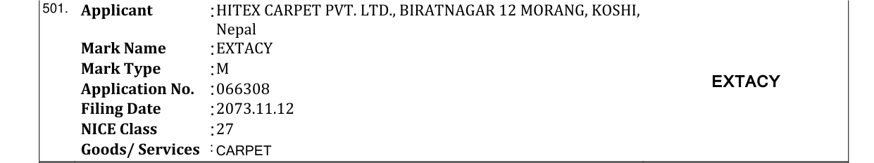 Original bulletin entry for EXTACY