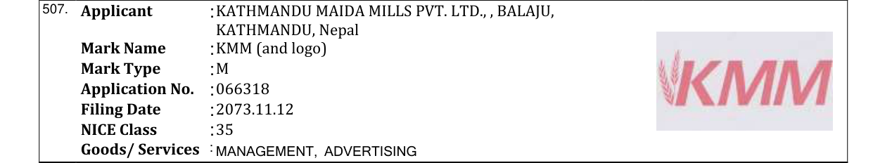 Original bulletin entry for KMM (and logo)