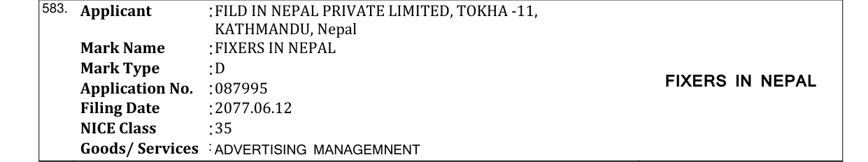 Original bulletin entry for FILMING IN NEPAL