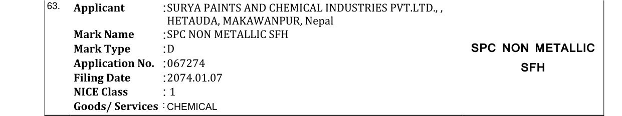 Original bulletin entry for SPC NON METALLIC SFH
