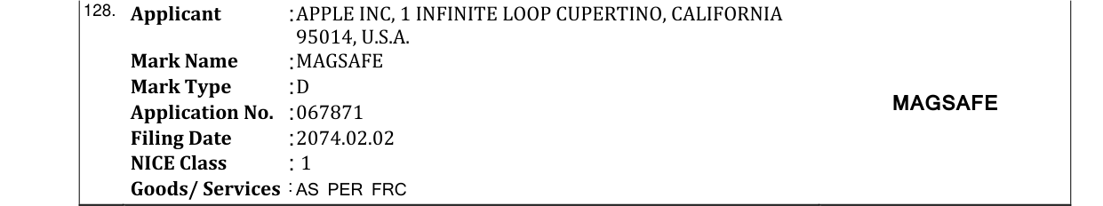 Original bulletin entry for MAGSAFE