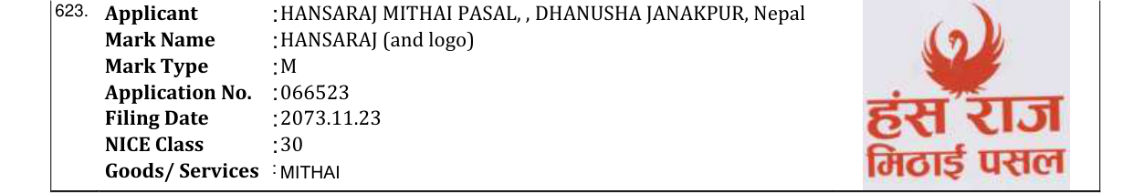 Original bulletin entry for HANSARAJ (and logo)