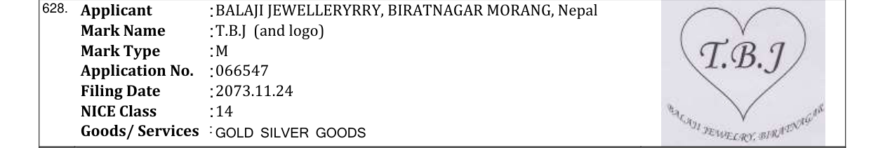 Original bulletin entry for T.B.J (and logo)